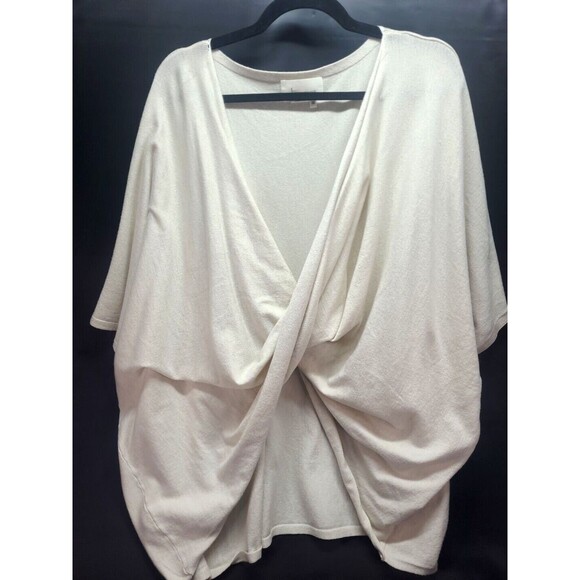 Anthropologie Twist Front Dolman Wrap Cape Shrug Shawl Cream Viscose Blend OS - Picture 2 of 6
